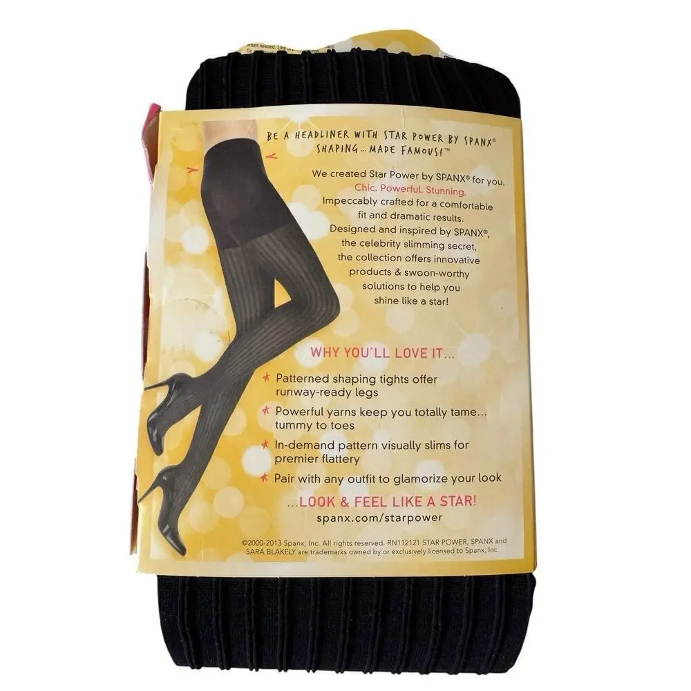 SPANX NEW Star Power 3X Ribbed Row Shaping Tights Black Slimming